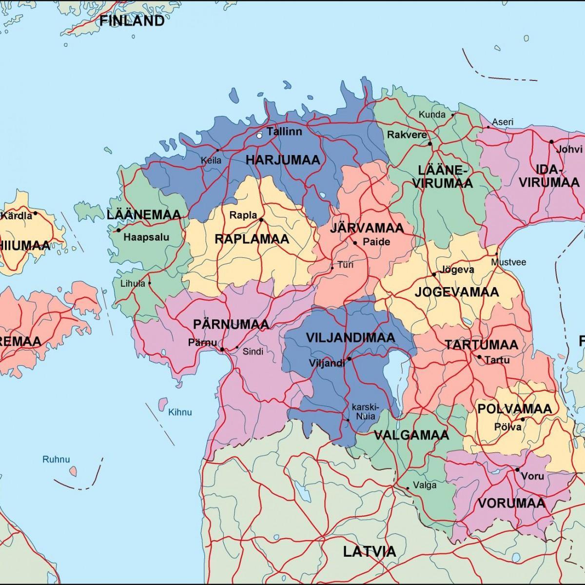 نقشہ ایسٹونیا کے سیاسی