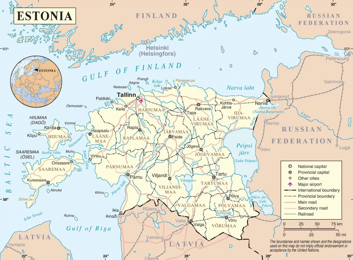 ایسٹونیا میں نقشہ