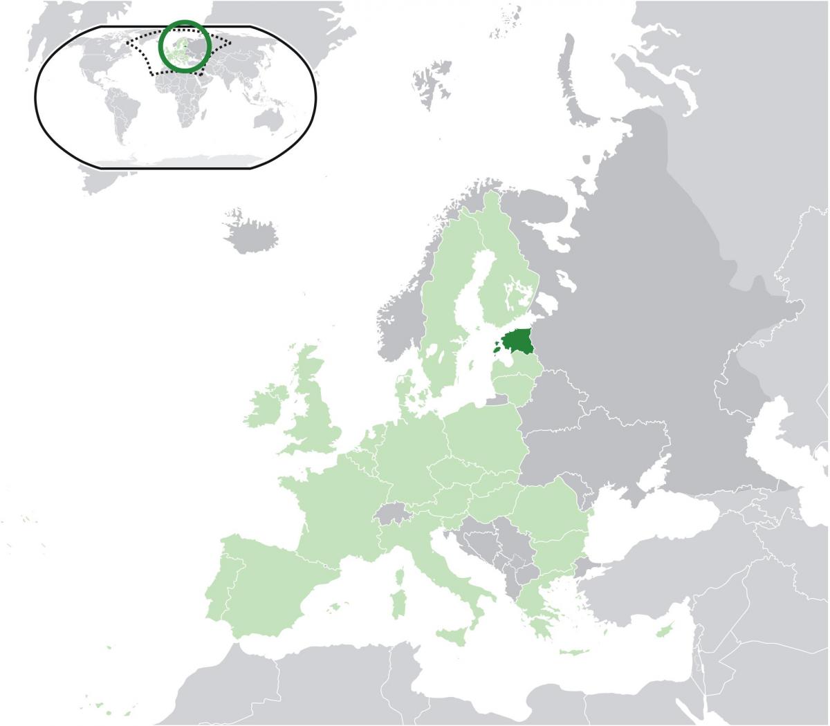 ایسٹونیا پر یورپ کا نقشہ