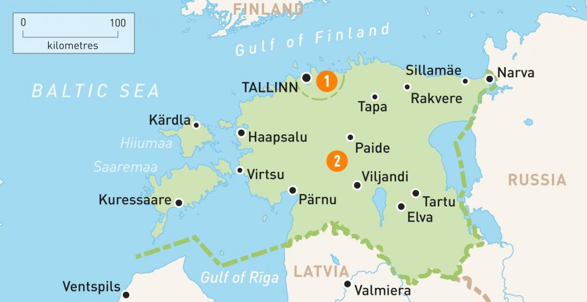 کا ایک نقشہ ایسٹونیا